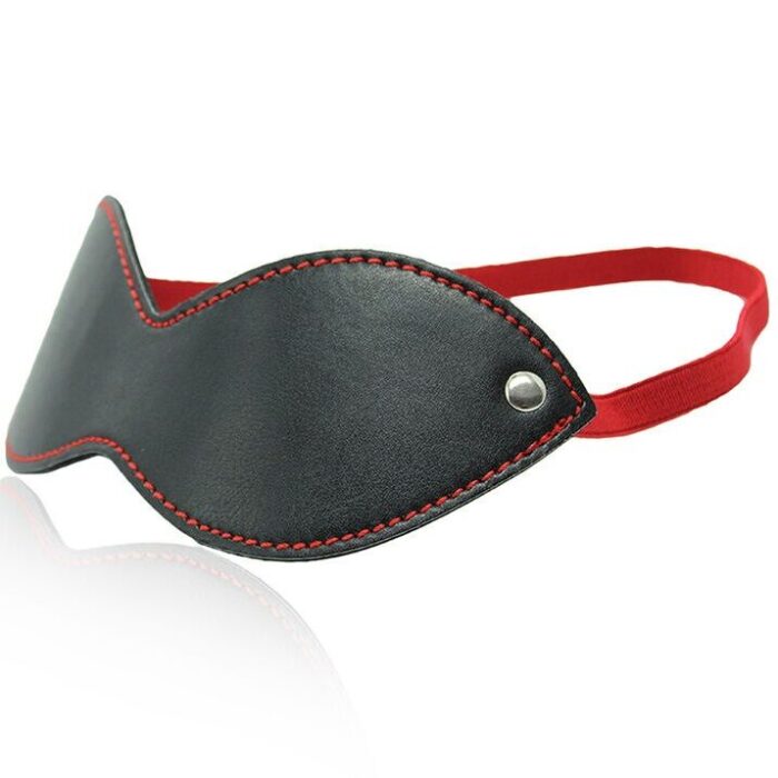 OHMAMA FETISH BLINDFOLD WITH 3 RIVETS -  BLACK-RED