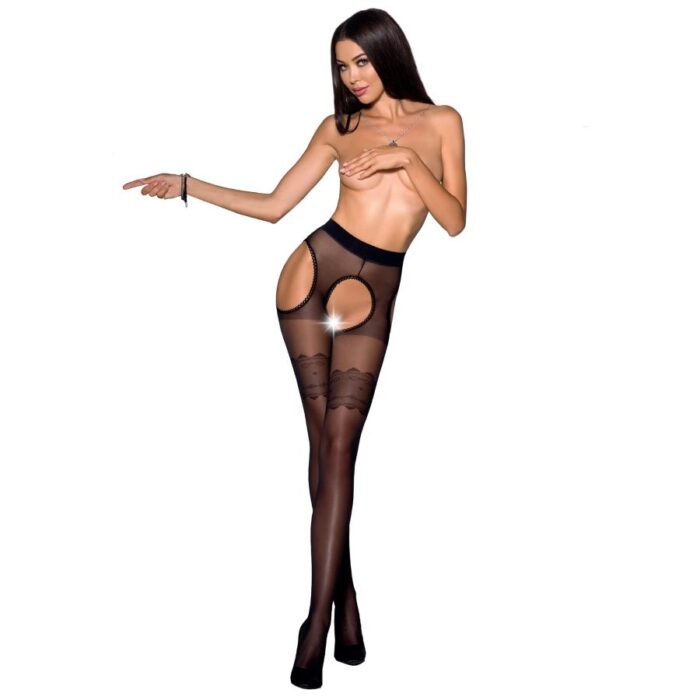 PASSION WOMAN TIOPEN 002 BLACK STOCKINGS SIZE 1/2