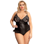 QUEEN LINGERIE LEATHER STITCHING TEDDDY PLUS SIZE