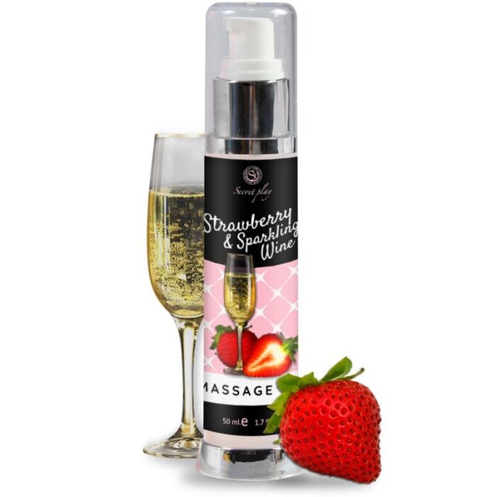 SECRETPLAY STRAWBERRY & SPARKLING WINE MASSAGE OIL 50 ML