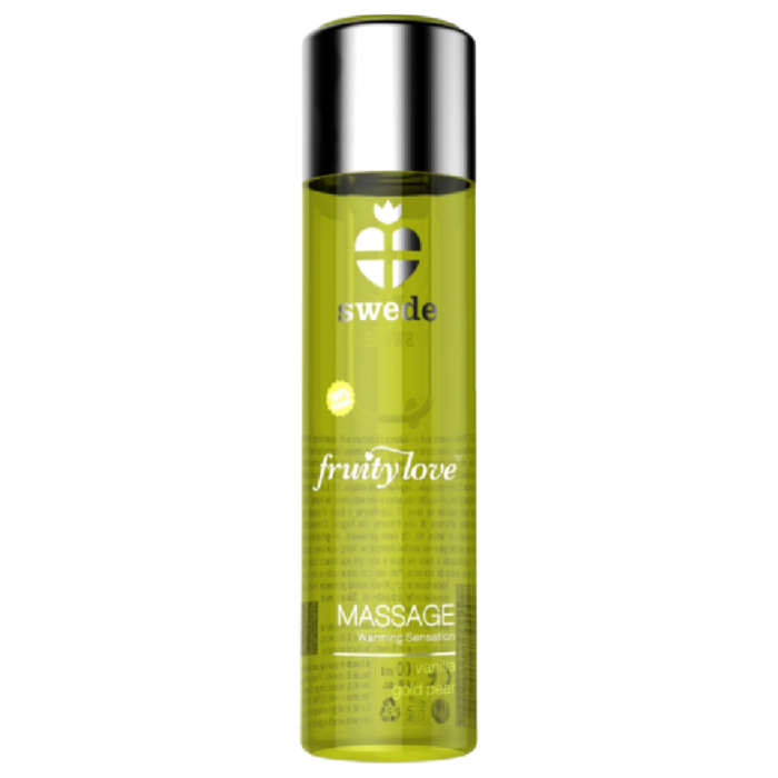 SWEDE FRUITY LOVE WARMING EFFECT MASSAGE OIL VANILLA AND GOLD PEAR 120 ML.